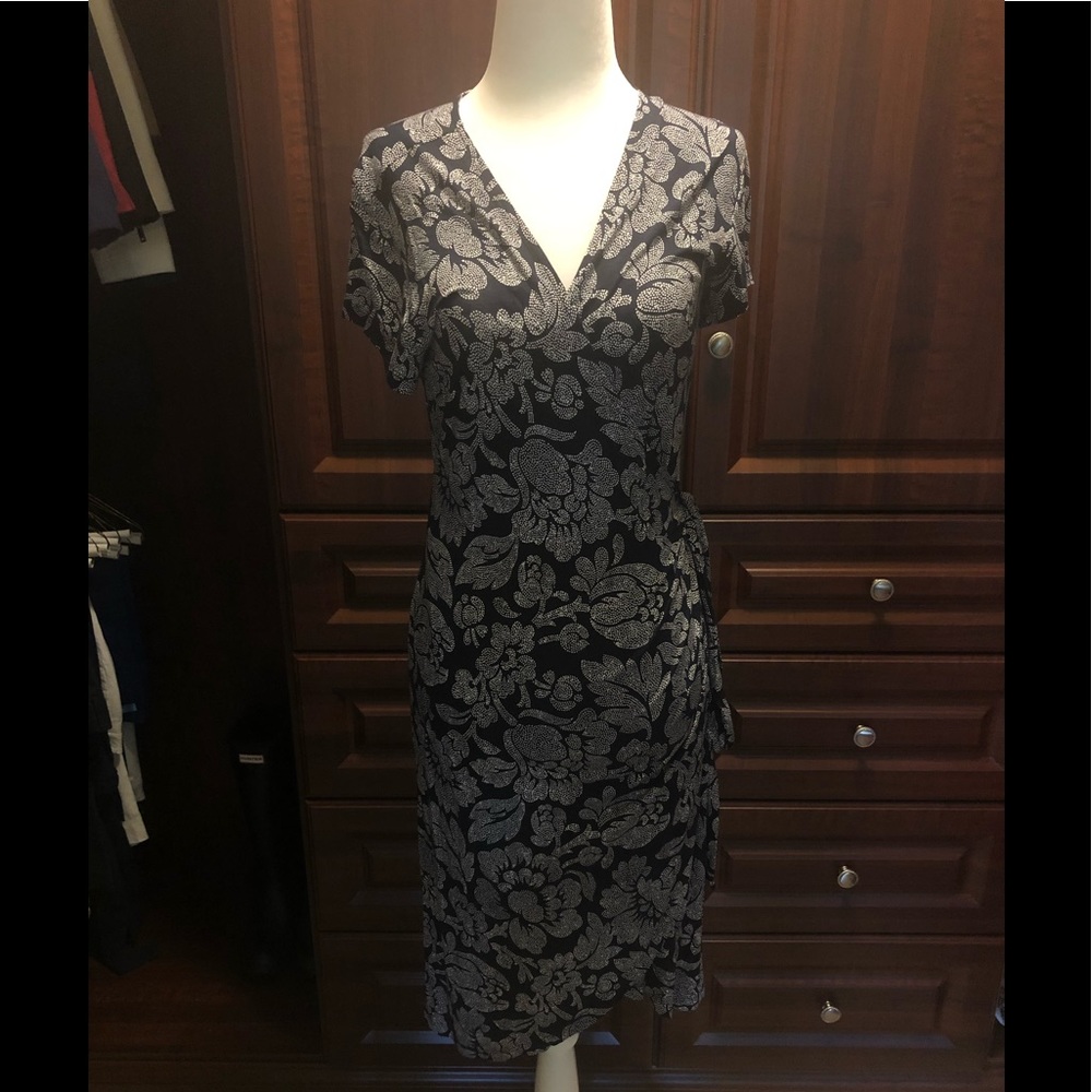 Short sleeve navy wrap dress